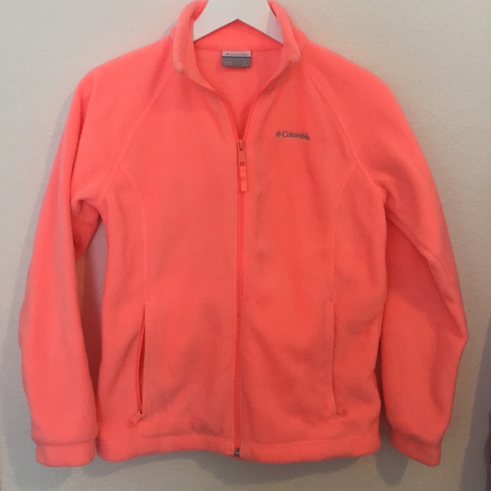 Neon pick orange Columbia girls fleece L